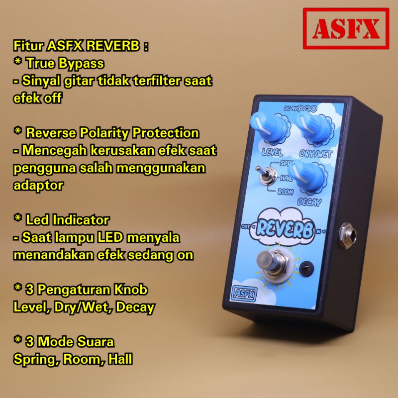 efek Reverb ASFX murah guitar pedal stompbox reverb AS Effect bisa untuk gitar, suling, vocal, biola