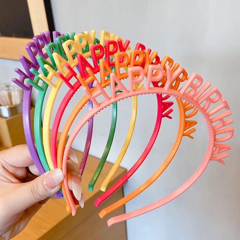 Bando Desain Happy Birthday Bahan Plastik Warna Permen Untuk Anak Perempuan