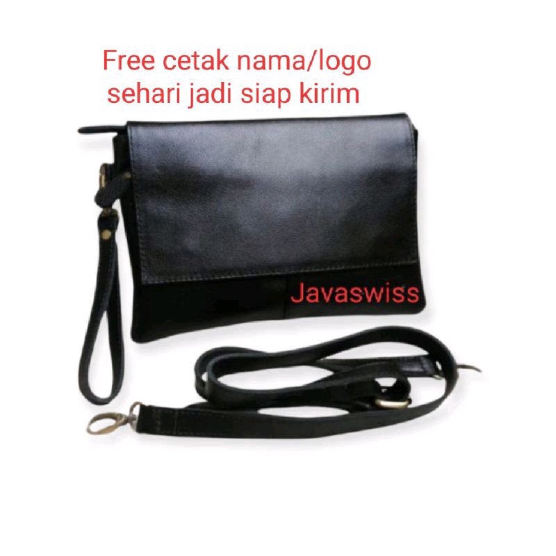 clutch pria wanita kulit sapi asli motif kulit jeruk tas tangan gratis tali kulit selempang
