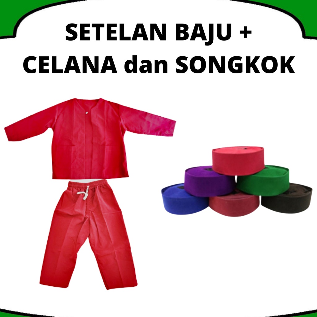 SETELAN PAKAIAN BAJU PANGSI DEWASA I PAKAIAN ADAT BETAWI SEPAKET DENGAN PECI