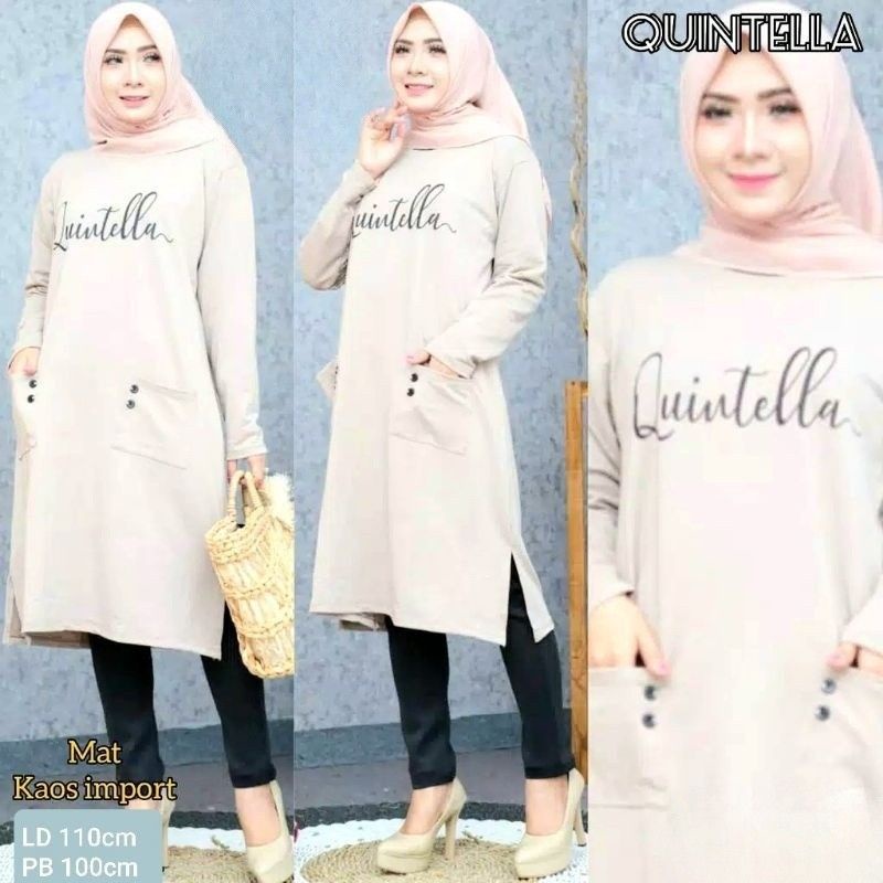 JF Tunik Kaos Babyterry Jumbo Wanita Muslimah Terbaru QUINTELLA