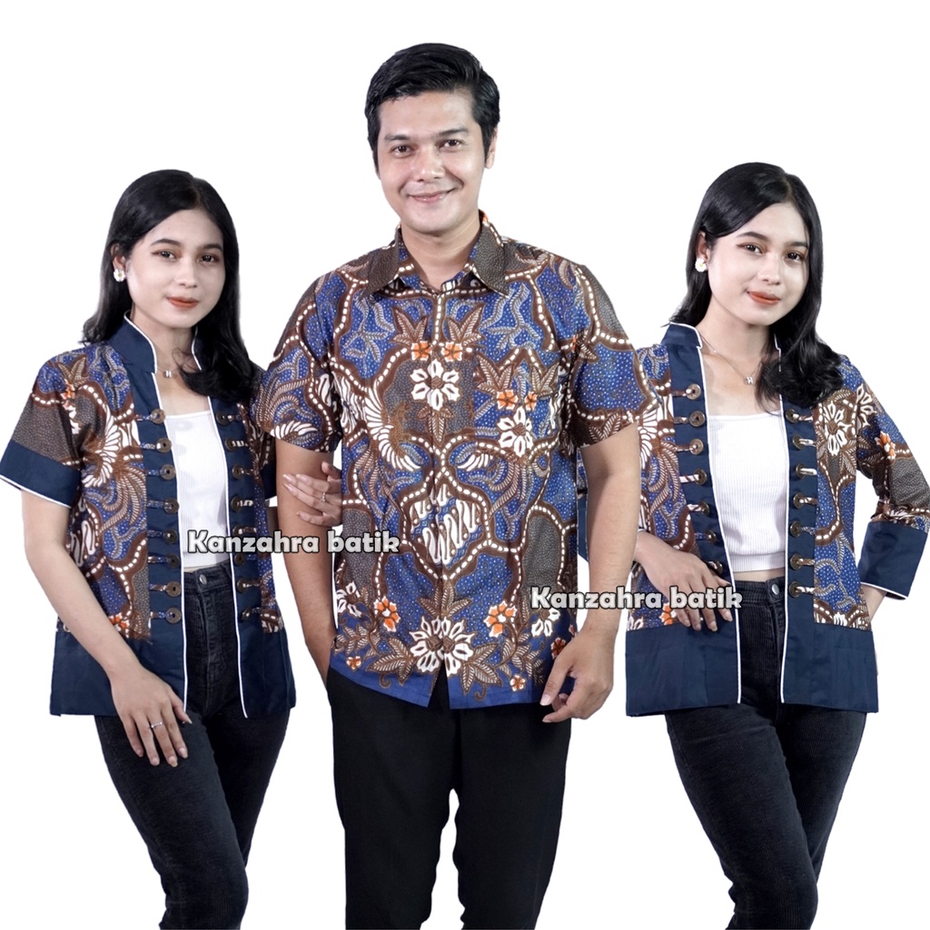 Bolero Blazer Blouse Wanita Batik Couple Seragam Atasan Hem Pria