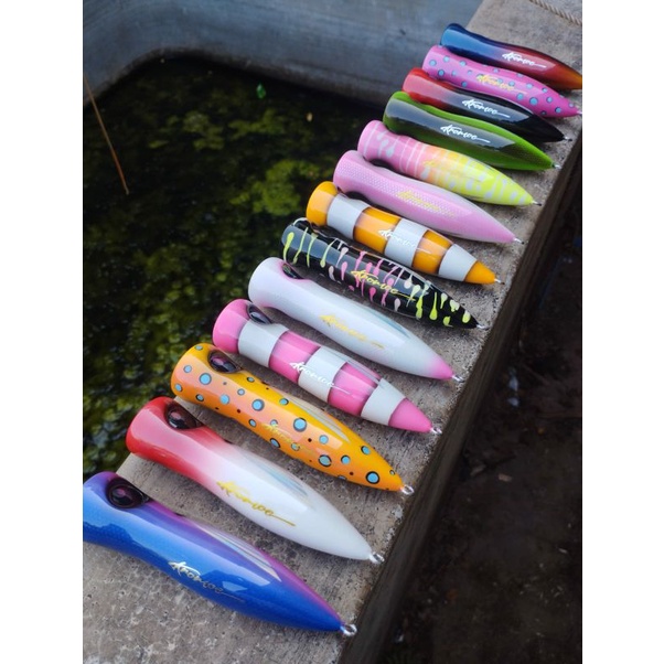 LURE UMPAN CASTING POPPER KAYU HANDMADE 30gr MATA 3D KROMOE LURE