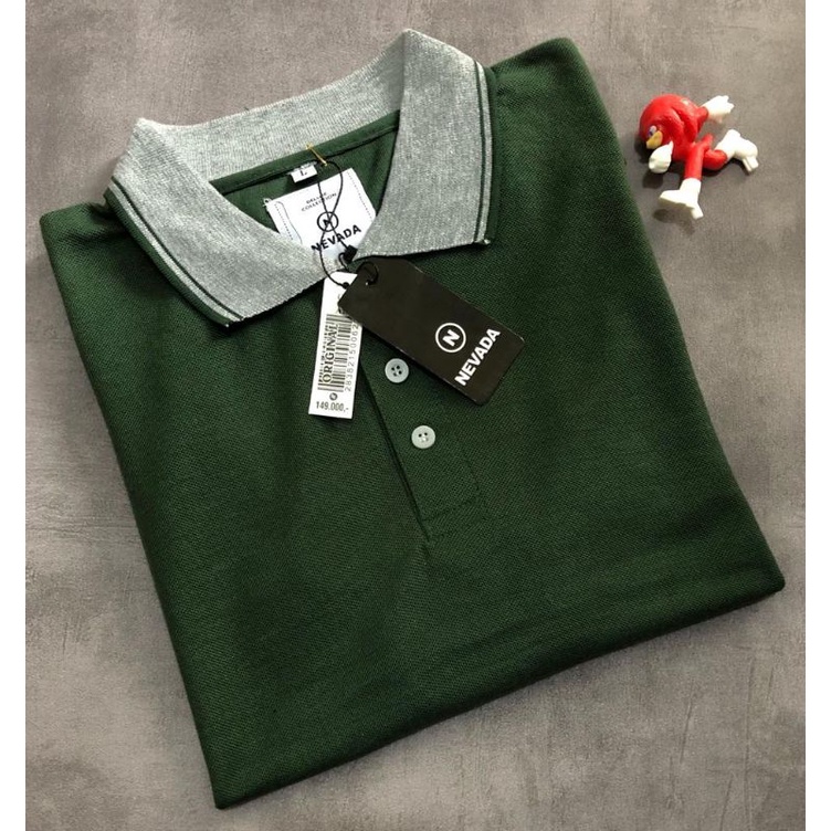 KAOS KERAH NEVADA HIJAU BOTOL