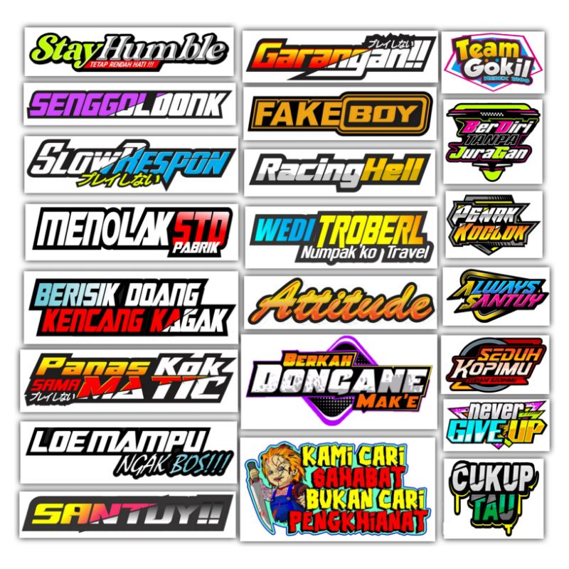 Stiker kata kata / stiker racing / stiker pack / stiker murah / stiker viral