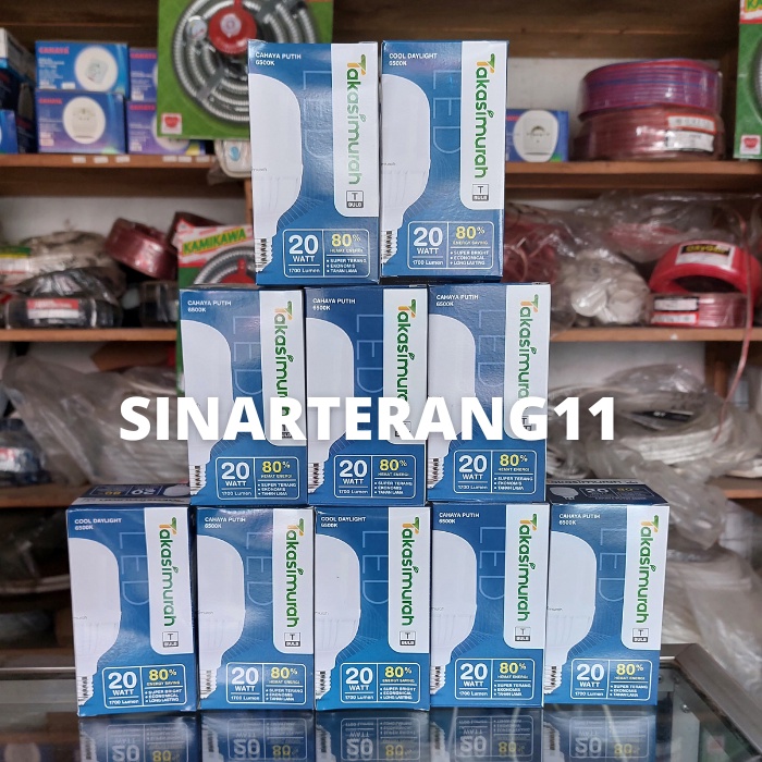 PAKET 10PCS LAMPU LED TAKASIMURAH BULB T 20 WATT, LED TAKASIMURAH 20W