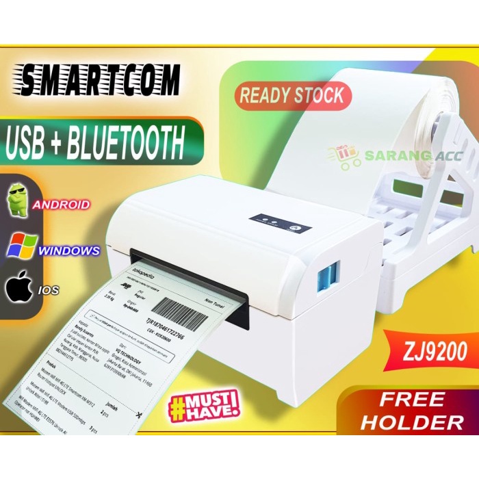 Barcode Printer Alamat Label USB + BLUETOOTH LP-9200 FREE HOLDER 110mm