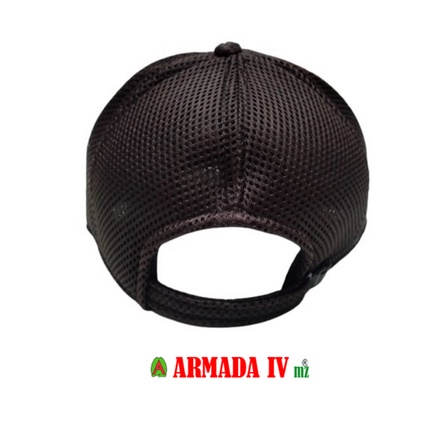 Topi Satpam Security Jaring Jala Coklat List Putih