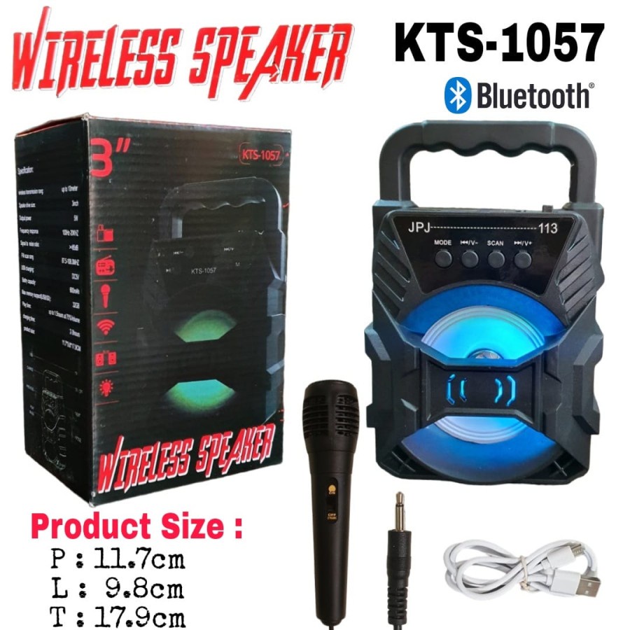 Speaker Bluetooth Wireless ERRLY KTS1057 + Microphone 3.5mm