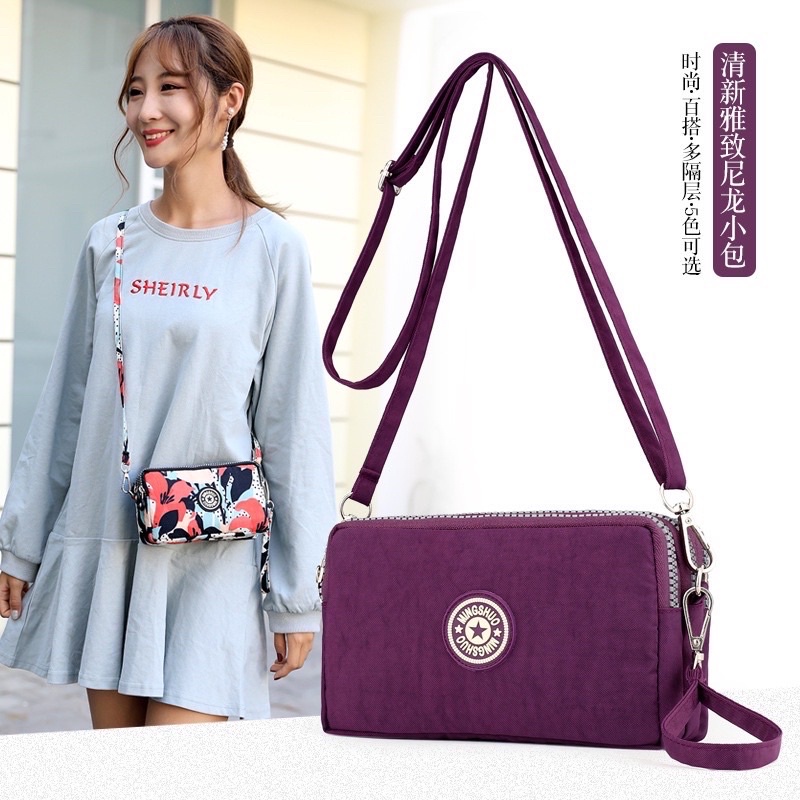 MARIONE - Tas Selempang Wanita VEXA ( 100% IMPORT ) Dompet Hp bahan Parasut 3 Rest Anti Air Bisa Sel