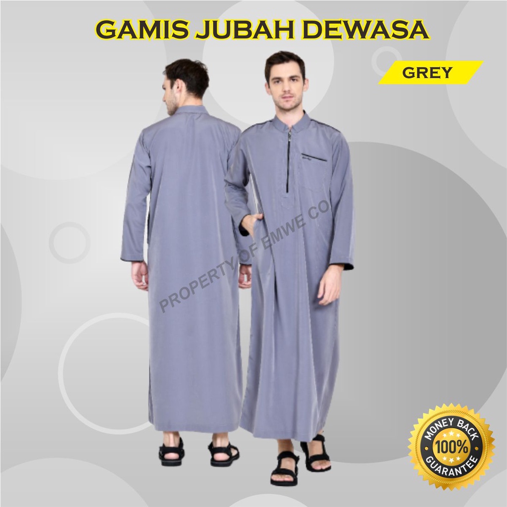 Jubah Polos Dewasa Gamis Pria Lengan Panjang Size Jumbo Bahan Anti Kusut Premium