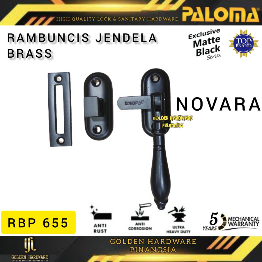 RAMBUNCIS GRENDEL SLOT SELOT KUNCI JENDELA KAYU HITAM PALOMA RBP 655