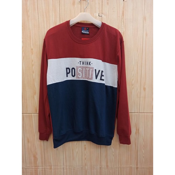 Sweater crewneck pria wanita unisex distro motif balok