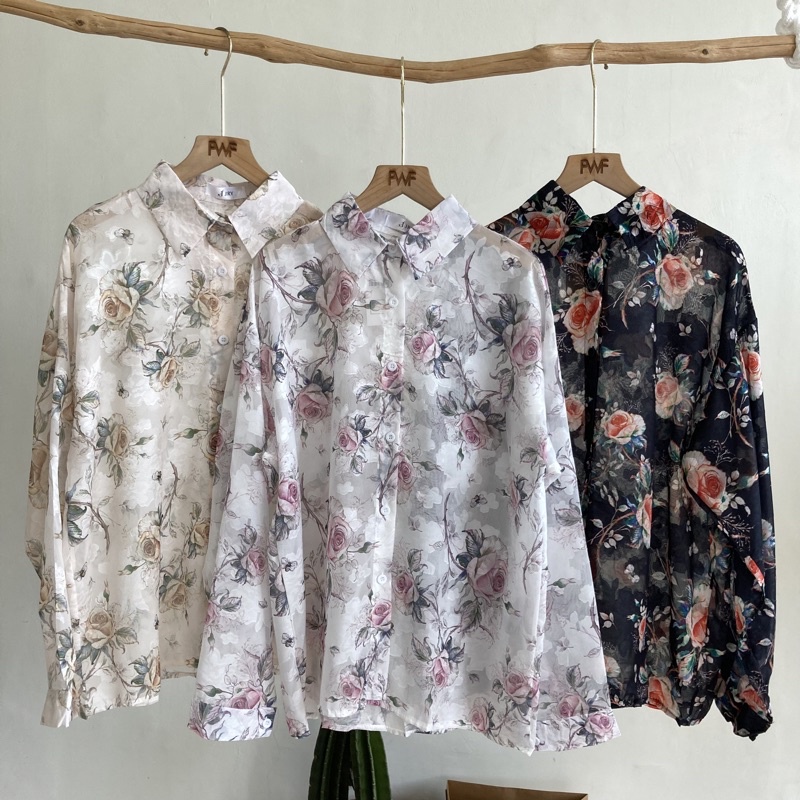 Devania Floral Shirt / Kemeja Atasan Bunga Import
