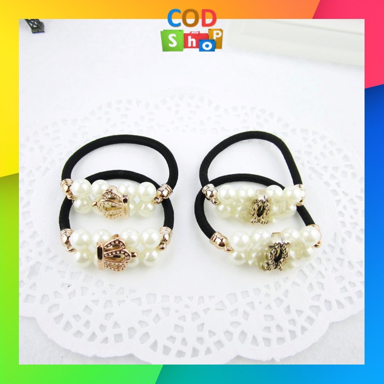 COD – F807 Ikat Rambut Anak Mutiara / Ikat Rambut Polos Mix Motif / Ikat Rambut  Korea