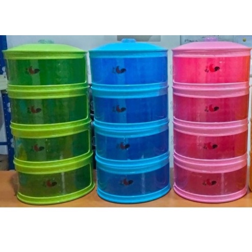 Tempat Penyimpanan Makanan Tudung Saji Diamond Motif Jago 4 Susun