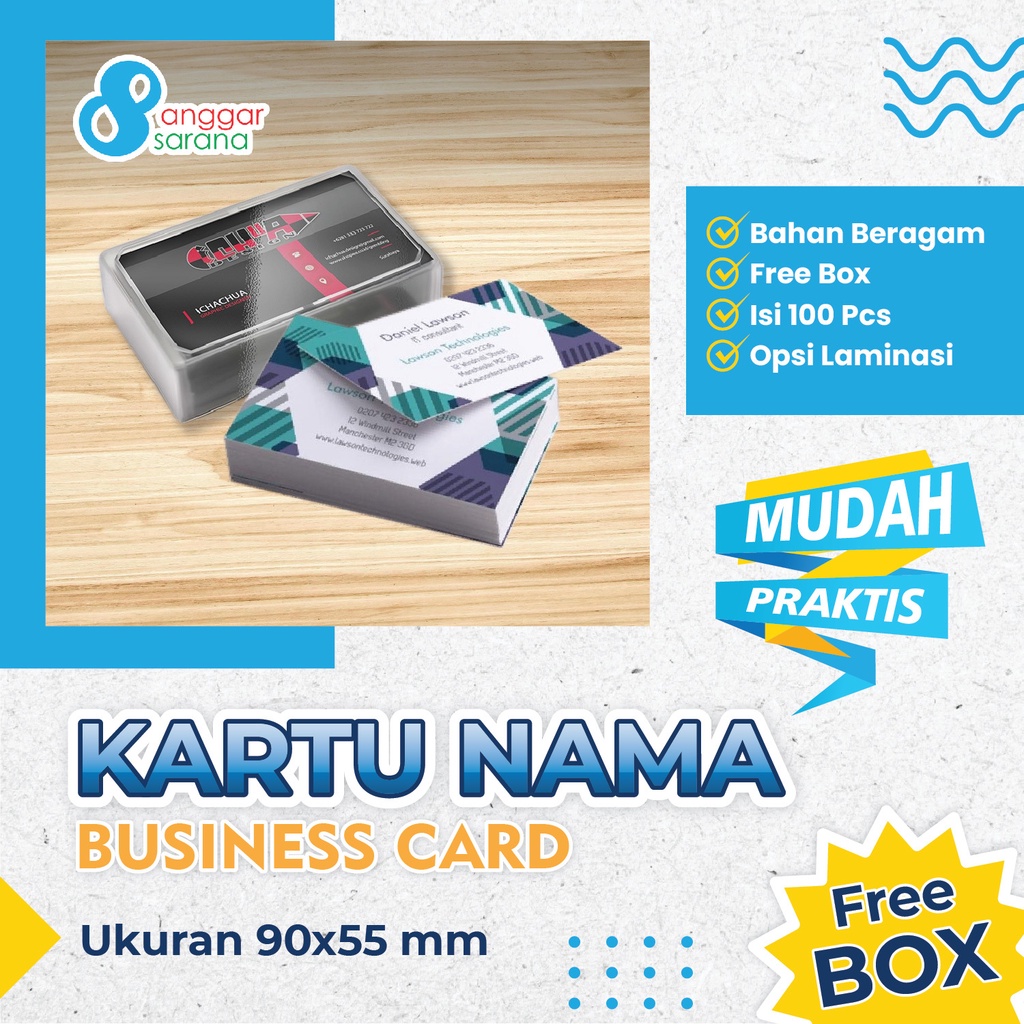 Kartu Nama Custom Bahan Art Carton 260 gsm + Box