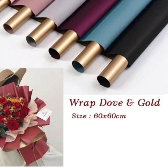 

20LEMBAR Korean wrapping Buket bunga Dove & Gold - Kertas buket bunga - Ungu tua