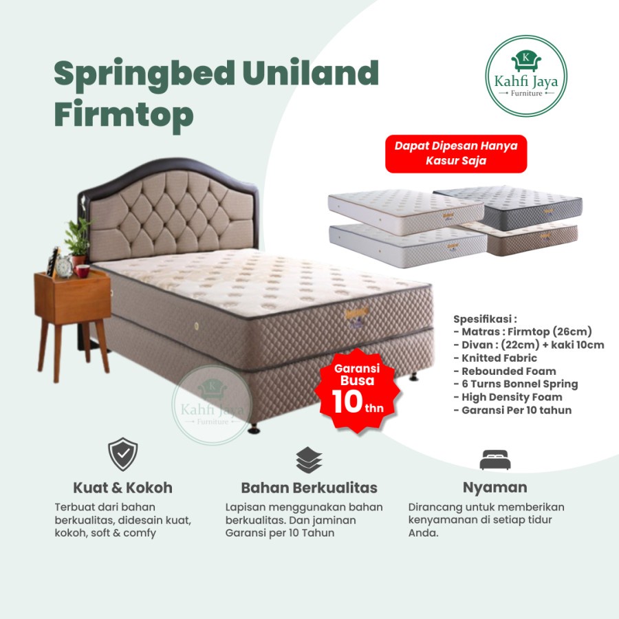 Springbed uniland firmtop spring bed divan set kasur busa murah single 120x200cm 160x200cm 180x200cm