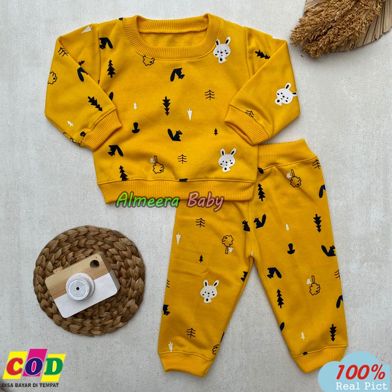 Setelan Baju Bayi Setelan Sweater Bayi Celana Jogger Bayi Usia 3-12 Bulan Almeera Baby and Kids