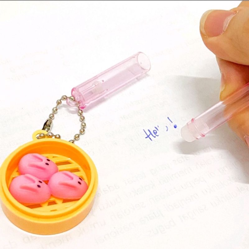pulpen pen bisa dihapus gantungan dimsum rabbit erase pen
