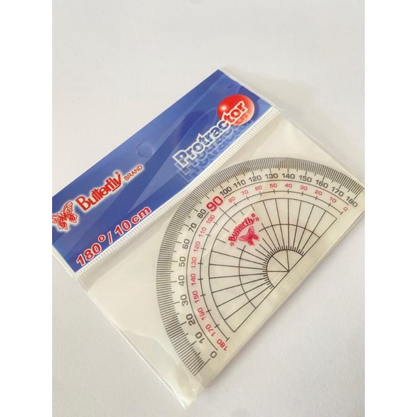 

Penggaris Busur Derajat Butterfly 180° Derajat/ Protractor Butterfly Bening10cm Transparan
