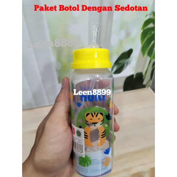 Peket Botol Susu Huki Dengan Sedotan 240Ml BPA Free(Botol+Nipple+Sedotan)