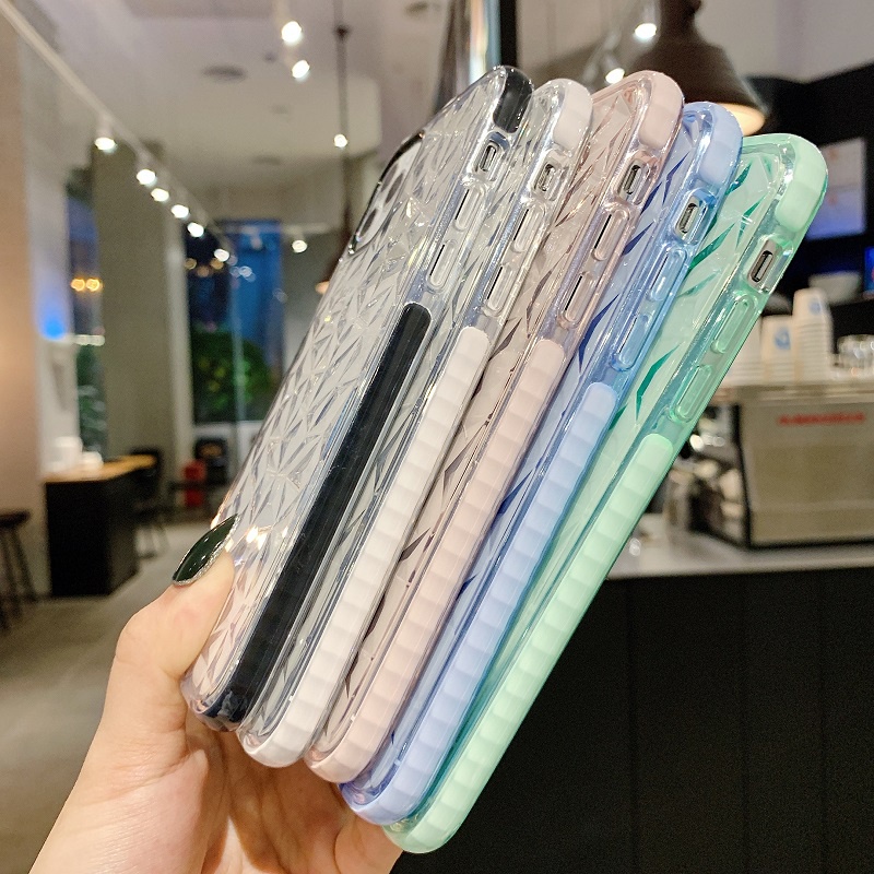 Case Transparan Aksen Berlian Warna-Warni Untuk iPhone 14 Pro max 13 12 11