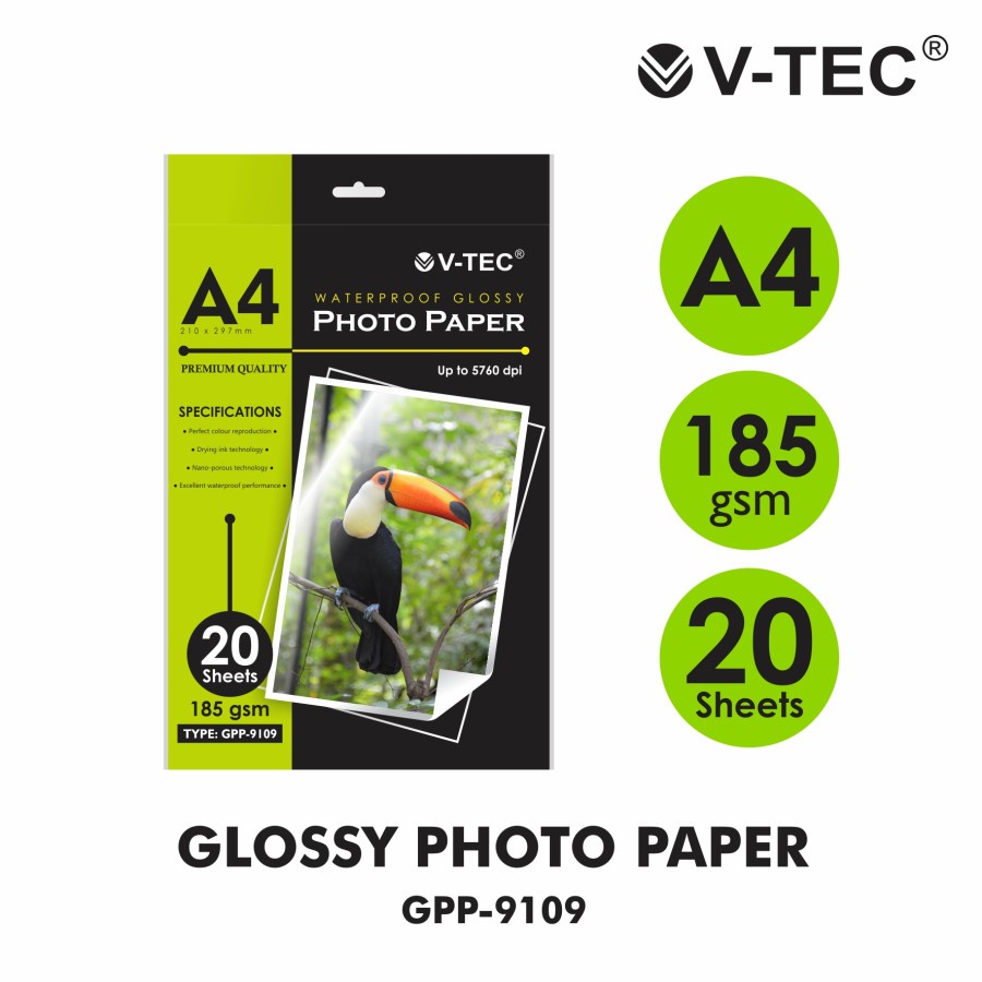 

VTEC Glossy Photo Paper / Kertas Foto A4 185 Gsm (GPP-9109)