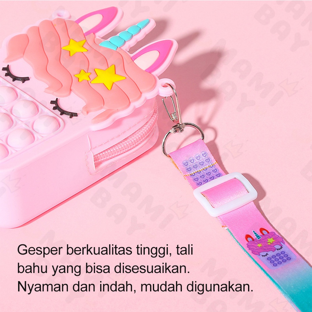 OKEYI Tas Selempang Anak Unicorn/Tas Anak Pony Pop it Jelly Fashion