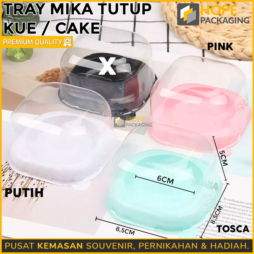 [ 5 pcs ] Dome cake mika dengan Tutup / Mooncake Tray Mika Kue Bulat / Cake case Mika Box Cake + tutup