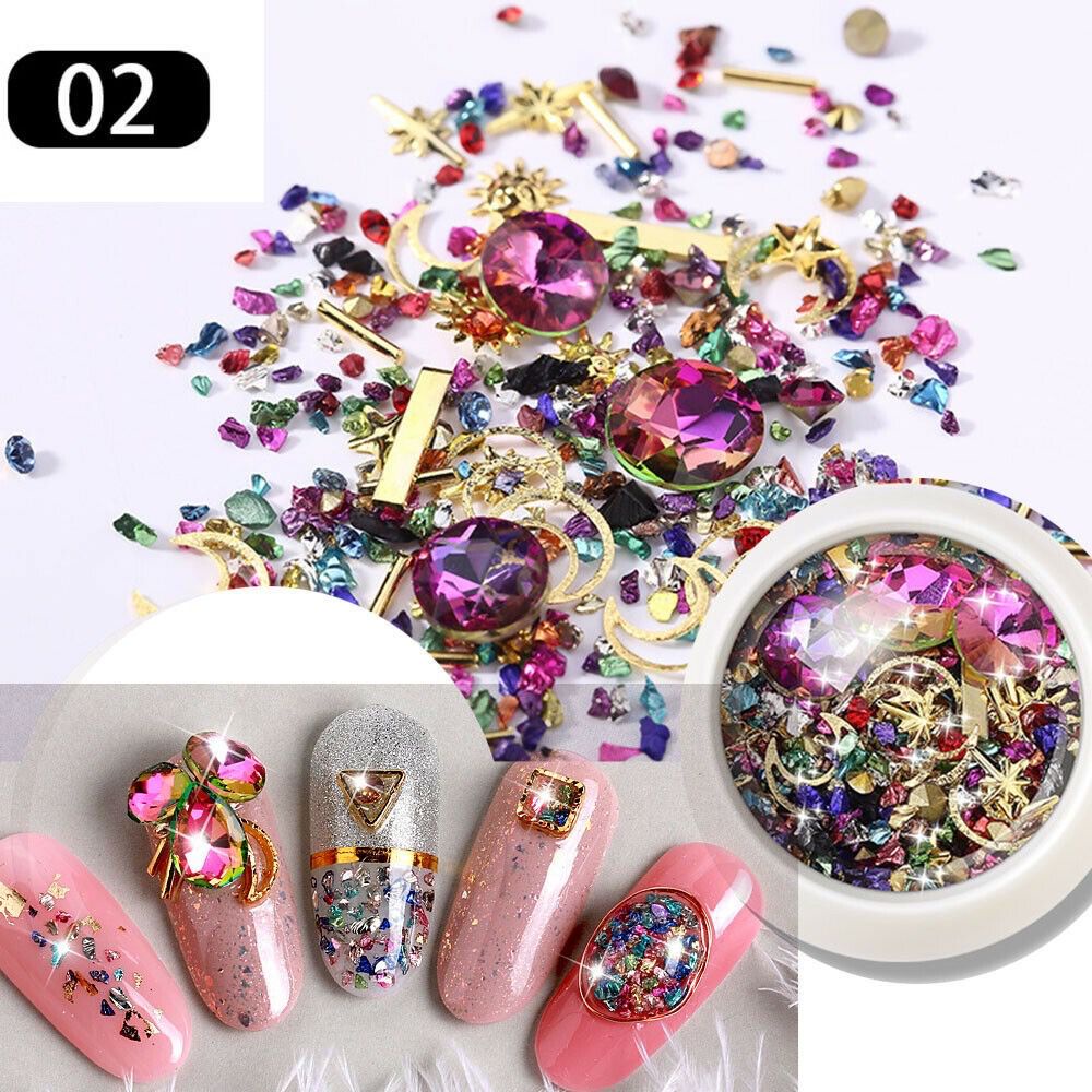 1 Kotak Stiker Kristal Berlian Imitasi Ab 3d Untuk Dekorasi Nail Art