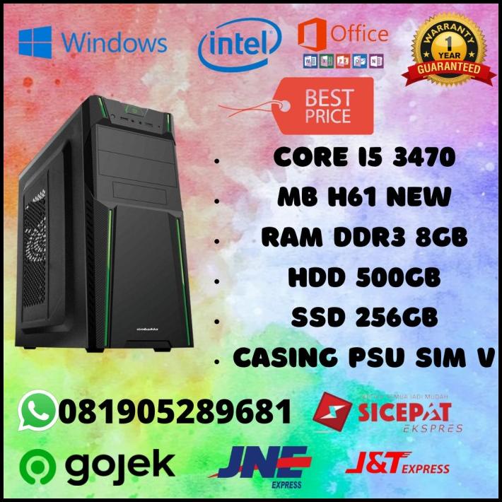 Cpu Rakitan I5 3470 Ram 8Gb Hdd+Ssd