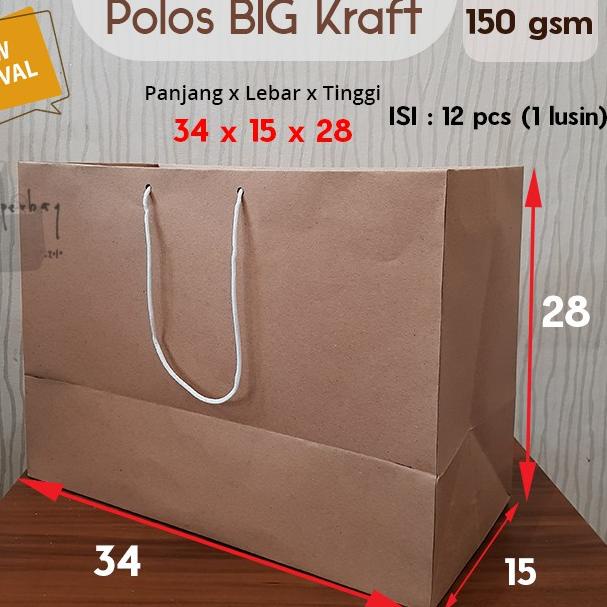 

Best - Paper Bag/Tas Kertas Paperbag Polos Kraft Landscape 34 x 15 x28 150gsm 빠