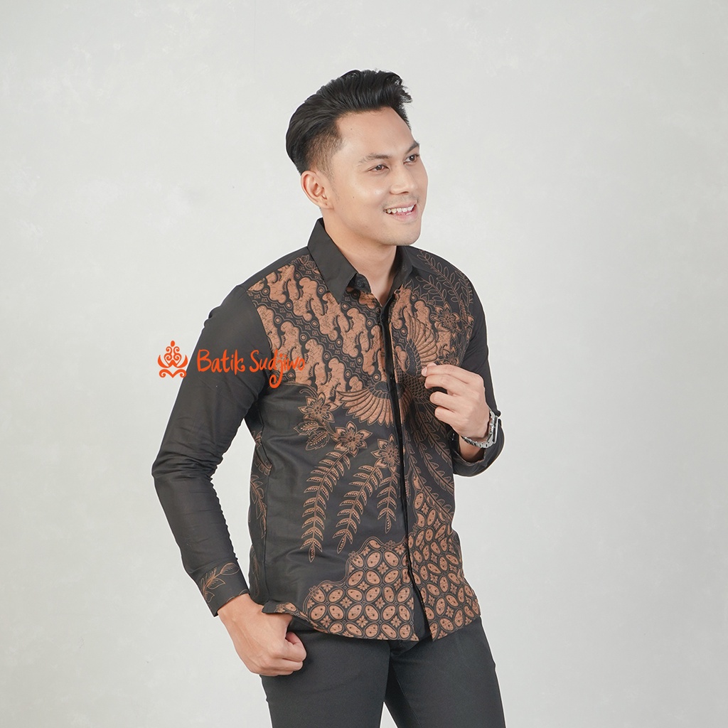 Hem Kemeja Batik Solo Laki Laki Modern Tangan Panjang 1126