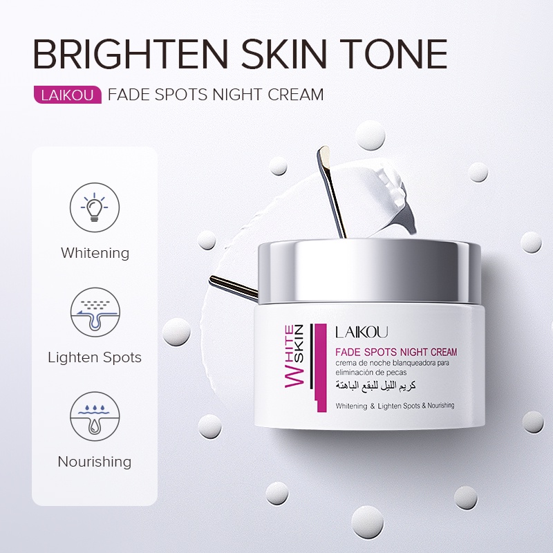 LAIKOU Niacinamide Fade Spots Night Cream Memudarkan Bintik Hitam Melembabkan Memutihkan 50g