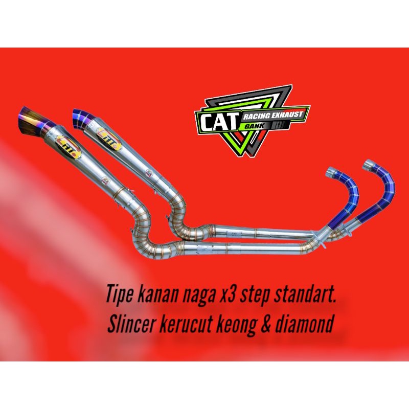 knalpot cat racing exhaust tipe kanan naga pucuk blue step standart slincer love slincer diamond sli