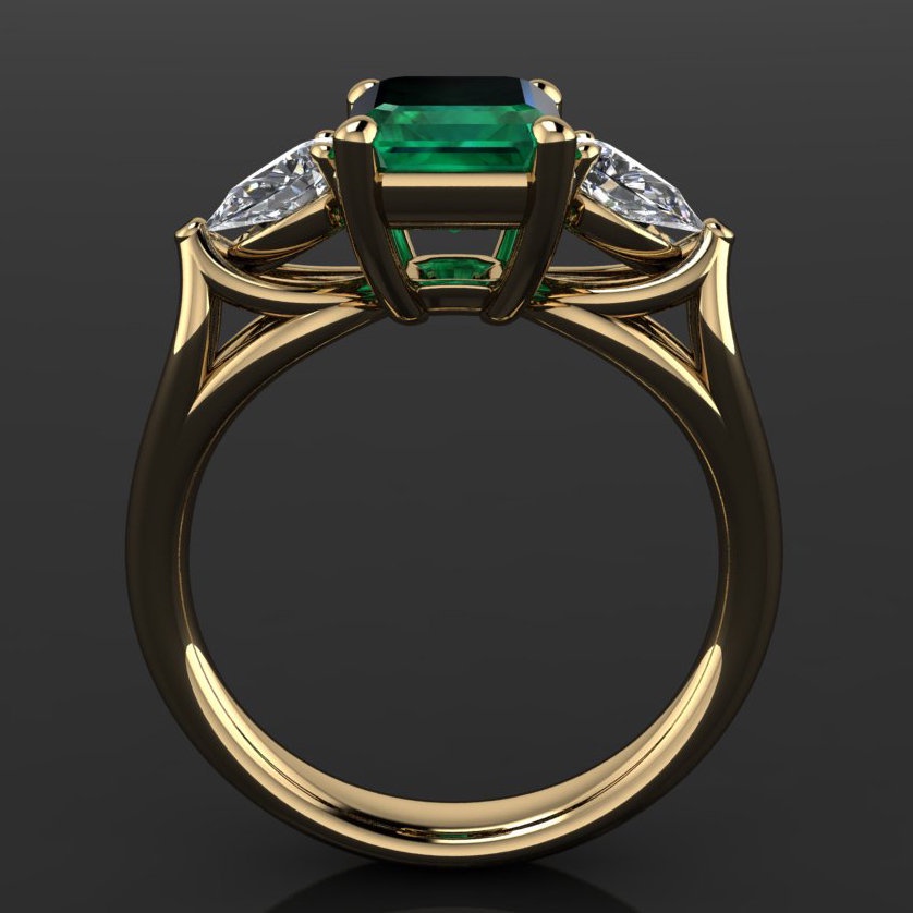 Goldkingdom Perhiasan Fashion 24K Bangkok Aksesoris Ready Stock Baru Berlapis Emas Asli Kadar 375 Zamrud Cincin Berlian Persegi Hadiah Untuk Wanita