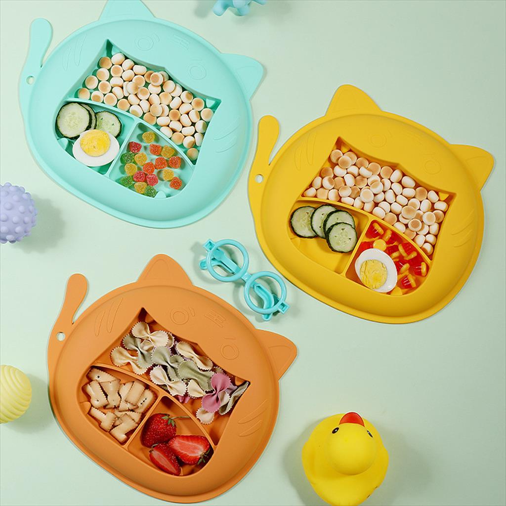 JM0048 Piring Silicone Sekat Kitty Baby Plate Bayi Anak Feeding Set Silikon Piring Makan MPASI