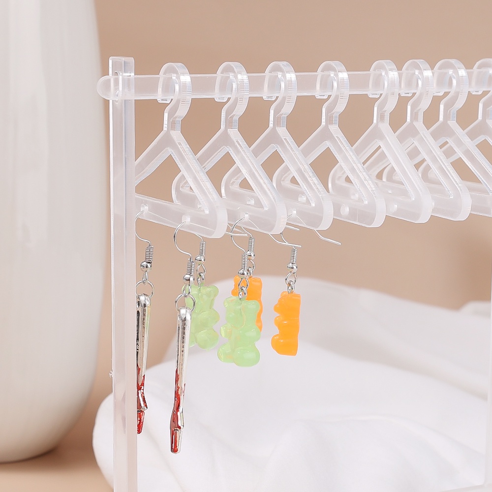 Rak Holder Penyimpanan Perhiasan Anting Cincin Kalung Bentuk Hanger Mini Bahan Akrilik