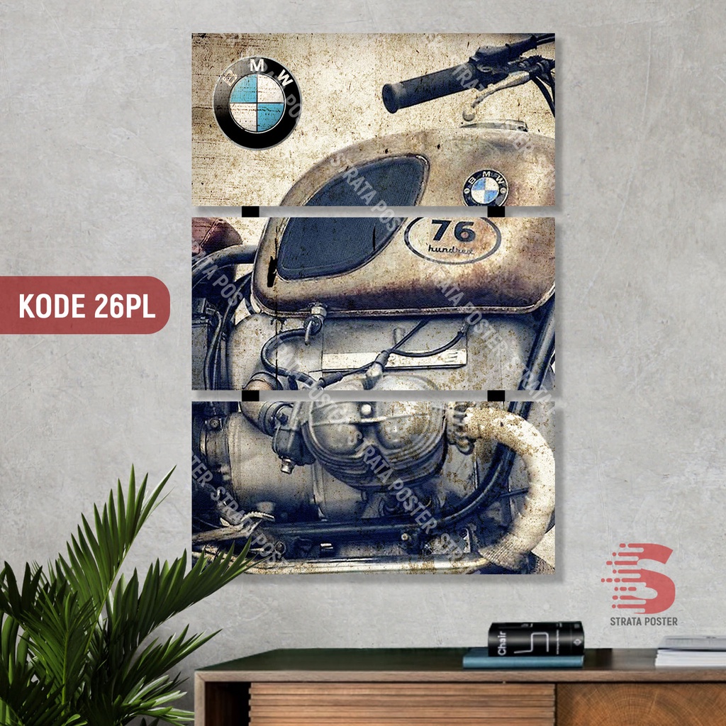 Pajangan dinding vintage Poster kayu Dekorasi ruangan Otomotif motor Poster Puzzle