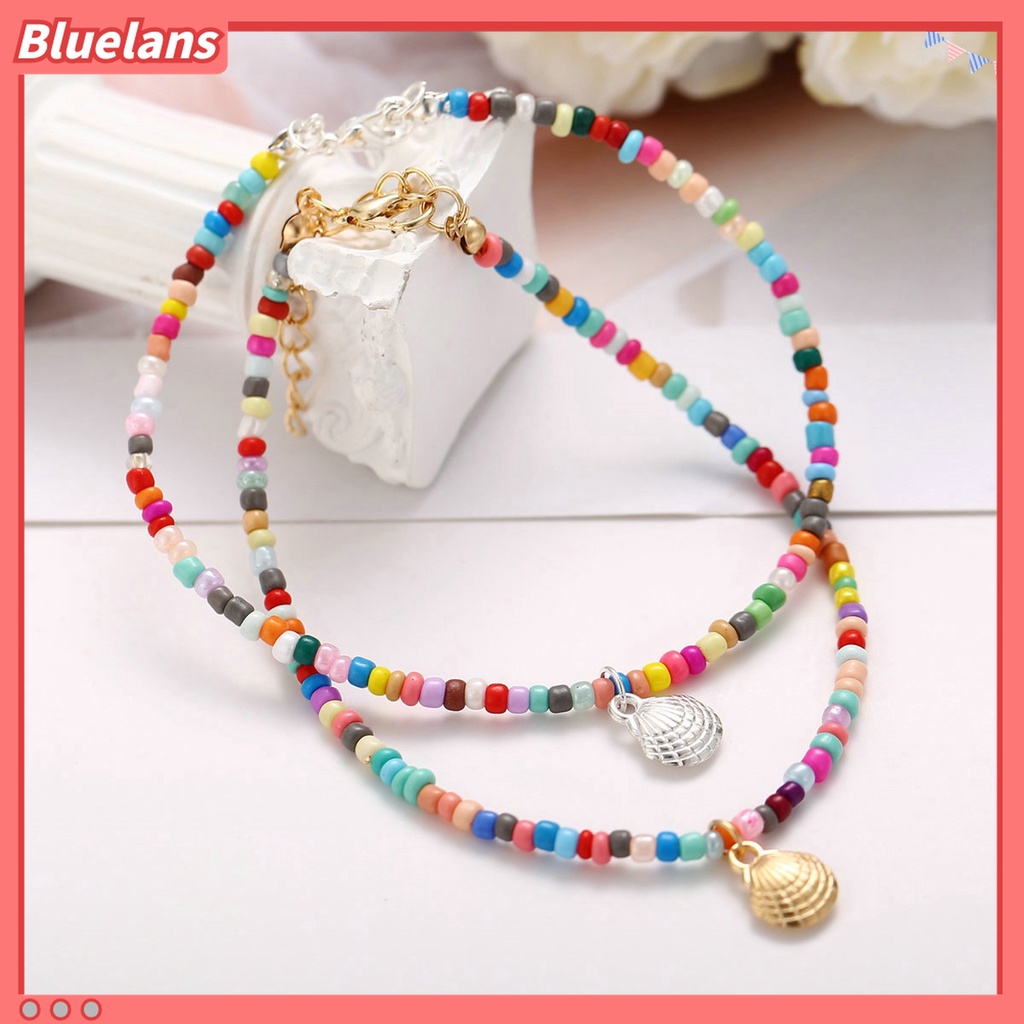 Gelang Kaki Liontin Manik-Manik Kerang Warna-Warni Gaya Bohemian Untuk Wanita