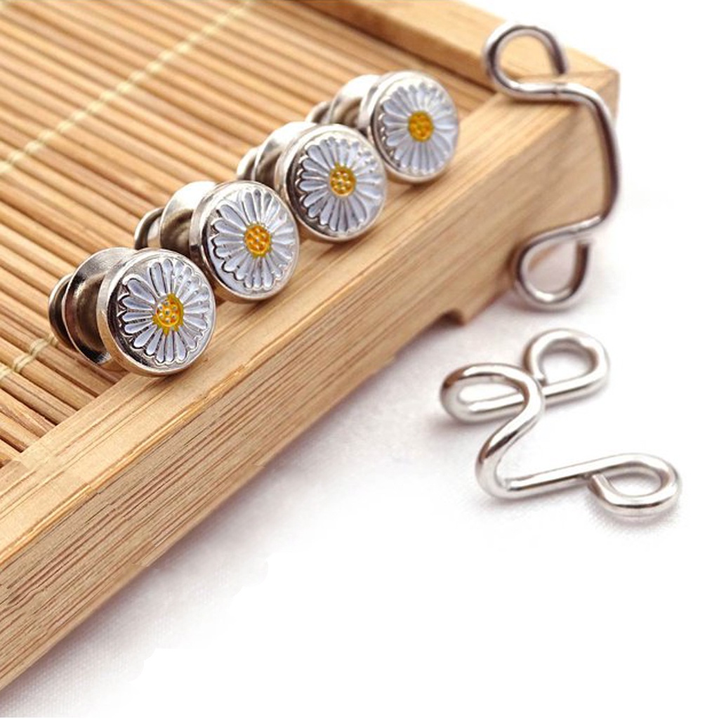 INDOMINI Kancing Jeans Logam Simple Adjustable Motif Bunga Daisy Kait Pengecil Lingkar Pinggang R811