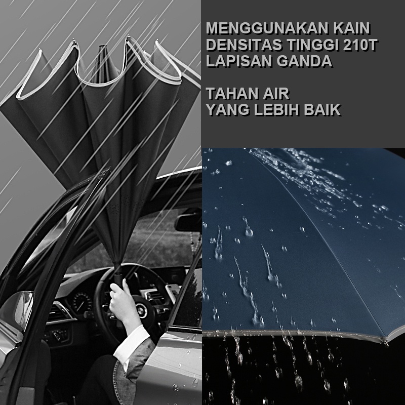 Payung Terbalik Kazbrella POLOS Payung Mobil Reverse Umbrella Gagang lurus Payung Mobil Besar