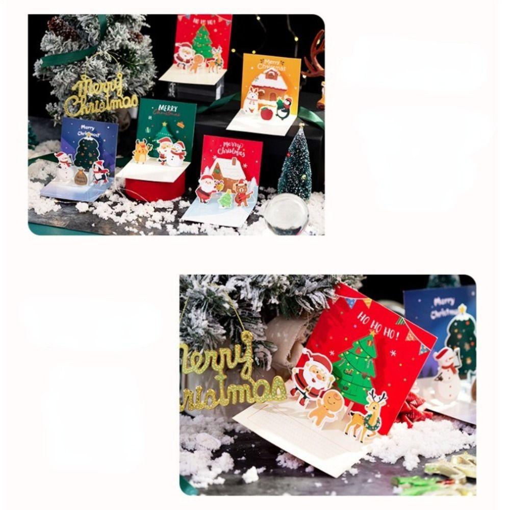 Mxbeauty Kartu Ucapan Dengan Amplop Pop Up Kartun Hadiah Tahun Baru Sahabat Santa Claus Ulang Tahun Thank You Card