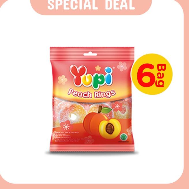 

DISKON BRANDS FESTIVAL Six Pack Yupi Peach Ring 45 Gr serbuuu !