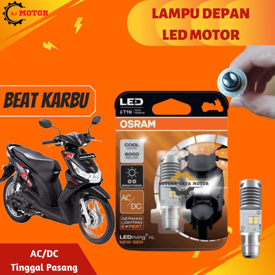 LAMPU DEPAN LED MOTOR HONDA BEAT KARBU OSRAM LAMPU UTAMA BEAT AC/DC