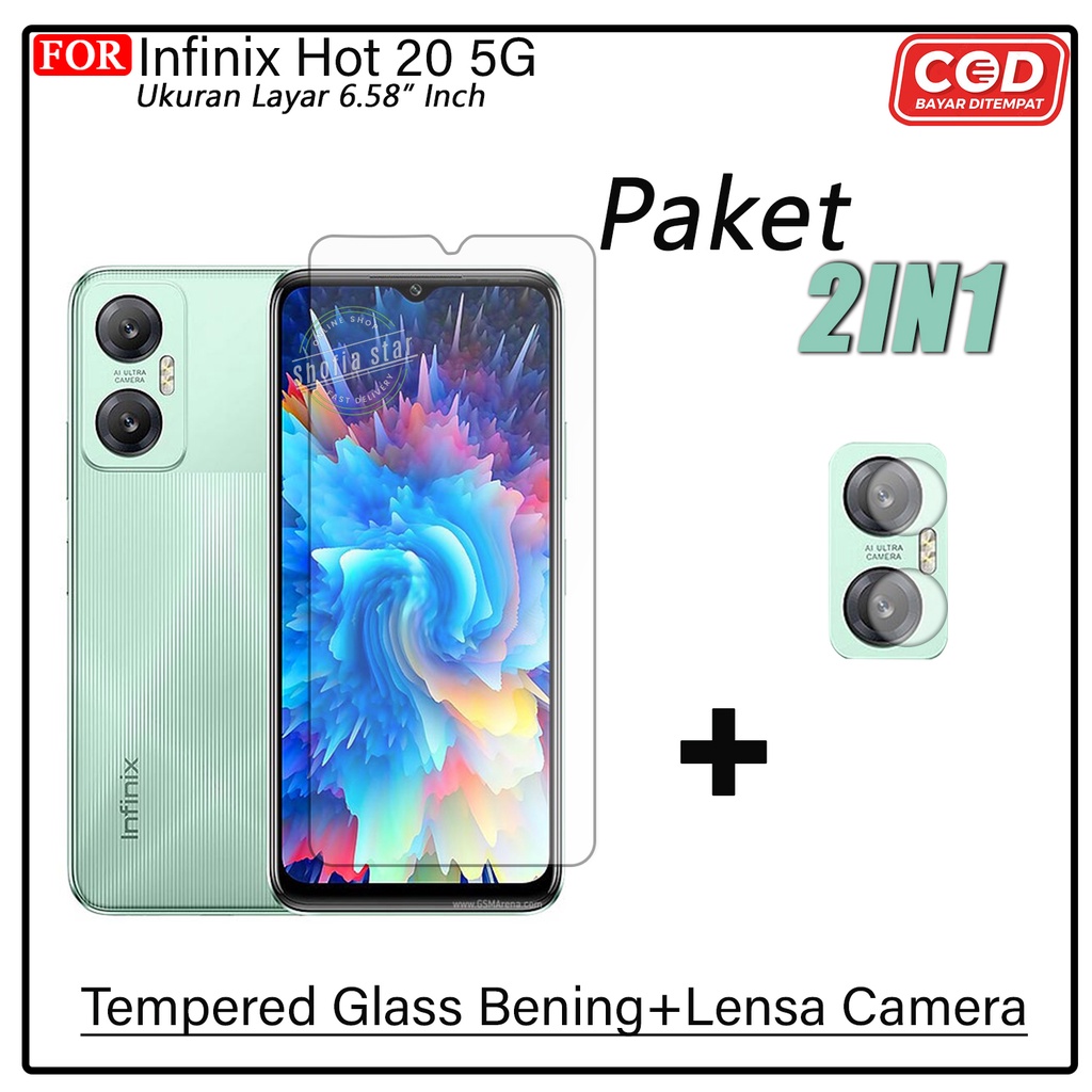 PAKET 2IN1 Tempered Glass Matte Infinix Hot 20 5G Anti Glare Full Layar