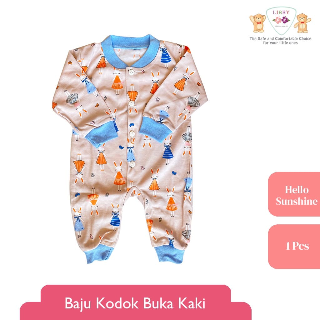 LIBBY - Baju Kodok Panjang -Buka Kaki Tanpa Topi -Motif Hello Sunshine