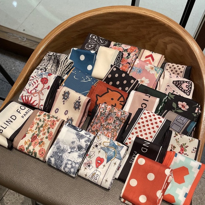 Ikat kepala Syal Sutra Korea/Syal Satin Kelas Atas/Tas Kepar/Sorban/Ikat Rambut Tali /Twilly Scarf Korea Fashion Aksesoris Rambut-Doo